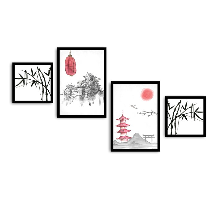 Wallity Cuadro Decorativo de 4 Piezas Multicolor